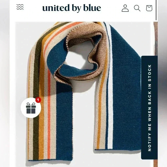 NWT- United by Blue Multi Stripe Recycled Scarf- Color Teal (Sold Out) - Picture 2 of 12